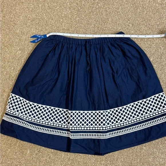 Crewcuts: Navy Blue Lattice Embroidered Cotton Skirt, Size 10 - Picture 5 of 8